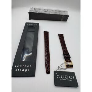 NOS Vintage Gucci 13mm Brown Croco Leather Watch Strap & Original Box